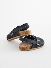 Navy Leather Slip-On Clog Mules - Image 3 of 5