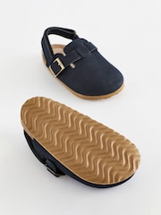 Navy Leather Slip-On Clog Mules - Image 4 of 5