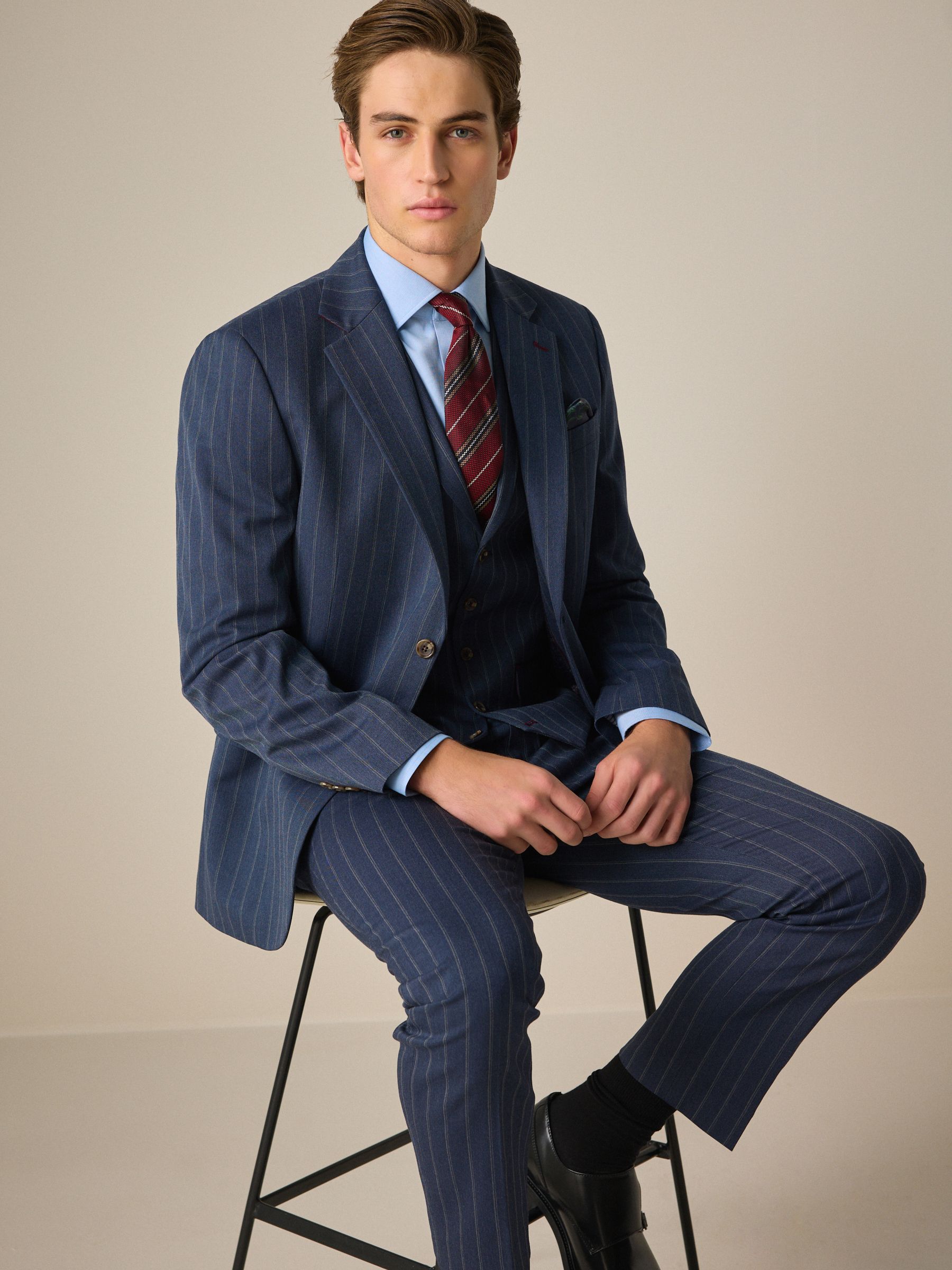NEXT ジャケット Buy Blue Tailored Fit Trimmed Stripe Suit Jacket from Next USA