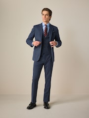Blue Tailored Fit Trimmed Stripe Suit Trousers - Image 2 of 9