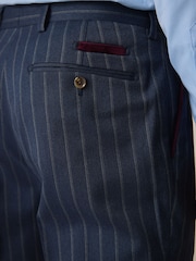 Blue Tailored Fit Trimmed Stripe Suit Trousers - Image 5 of 9