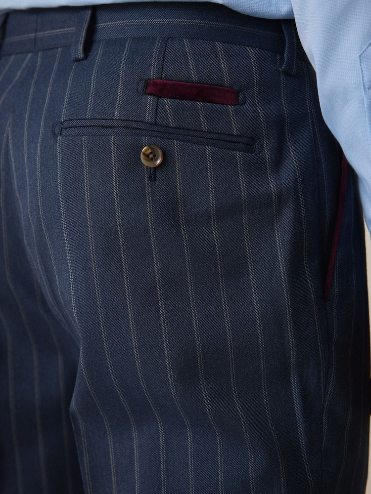 Blauw - Tailored Fit Trimmed Stripe Suit Trousers - Image 5 of 9