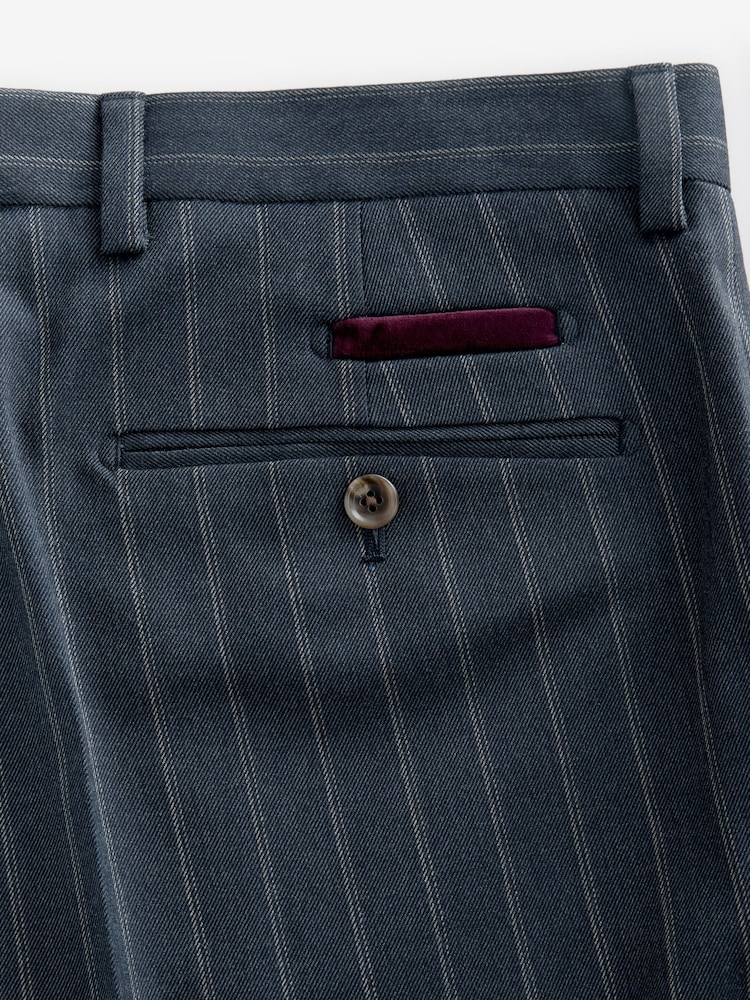 Blauw - Tailored Fit Trimmed Stripe Suit Trousers - Image 7 of 9