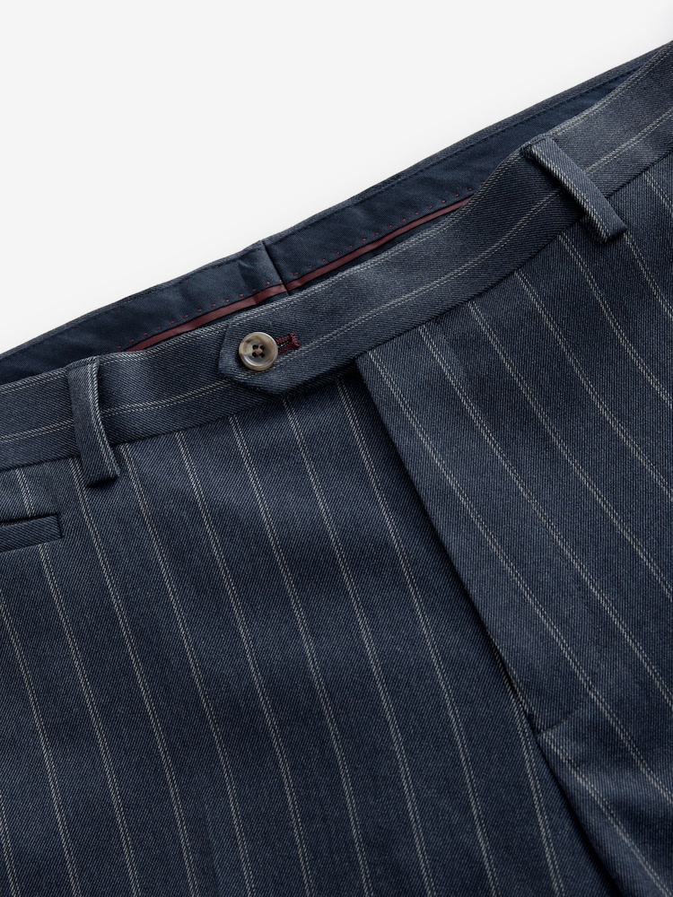 Blue Tailored Fit Trimmed Stripe Suit Trousers - Image 9 of 9