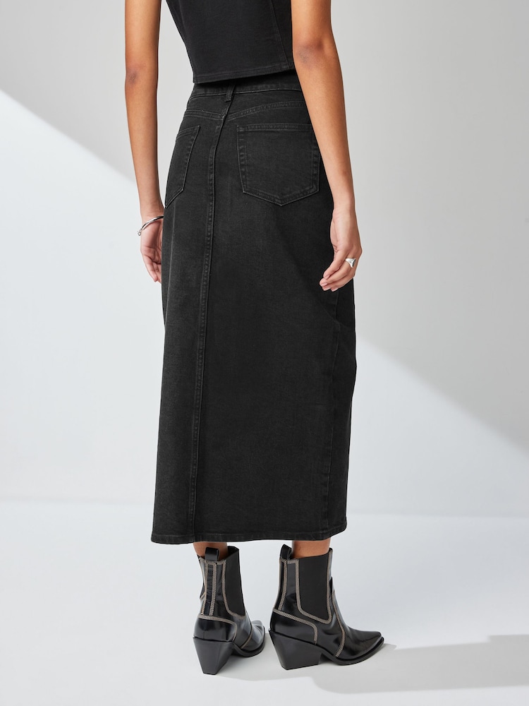 Black Denim Maxi Skirt - Image 2 of 6