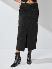 Black Denim Maxi Skirt - Image 4 of 6