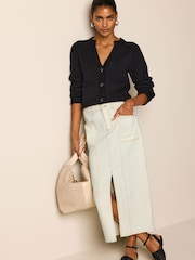 Ecru White Denim Maxi Skirt - Image 1 of 8
