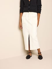 Ecru White Denim Maxi Skirt - Image 2 of 8