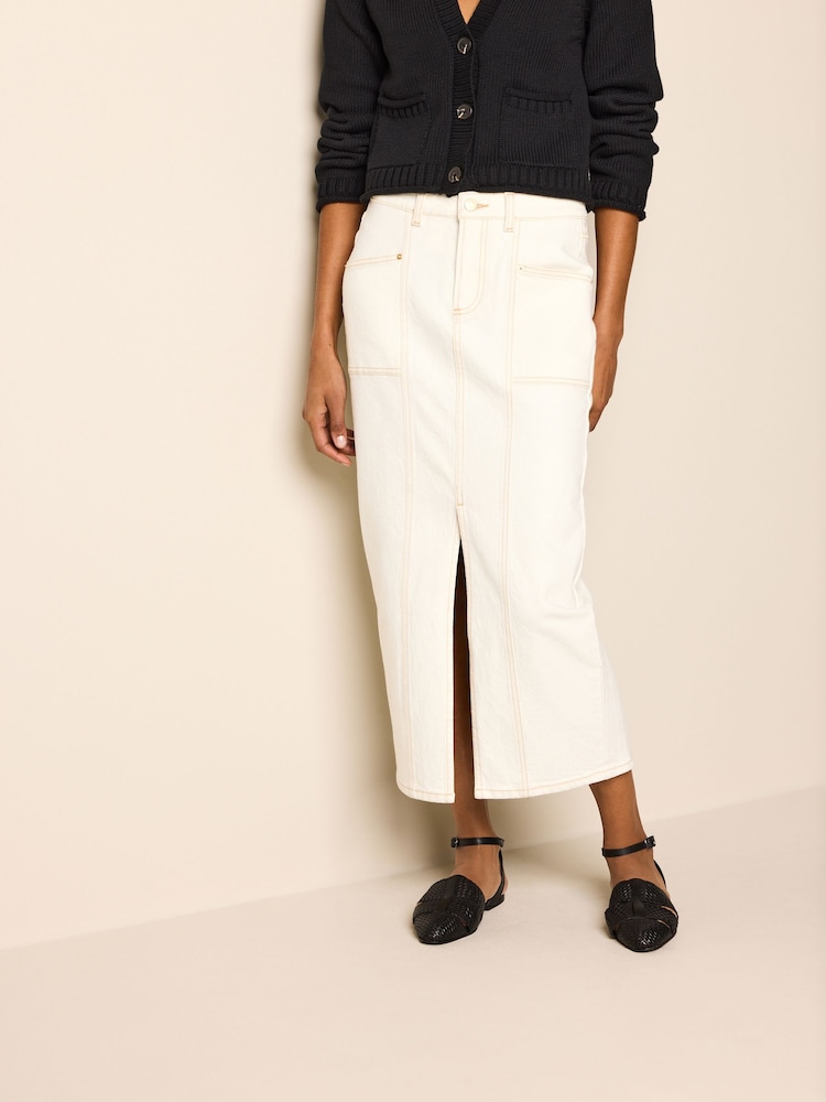 Ecru White Denim Maxi Skirt - Image 2 of 8