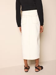 Ecru White Denim Maxi Skirt - Image 3 of 8