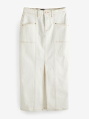Ecru White Denim Maxi Skirt - Image 5 of 8