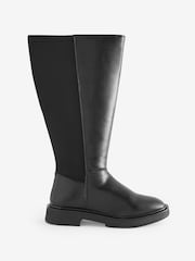 Simply Be Black Regular/Wide Fit Classic Stretch Back Knee High Boots - Image 1 of 3