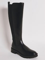 Simply Be Black Regular/Wide Fit Classic Stretch Back Knee High Boots - Image 2 of 3
