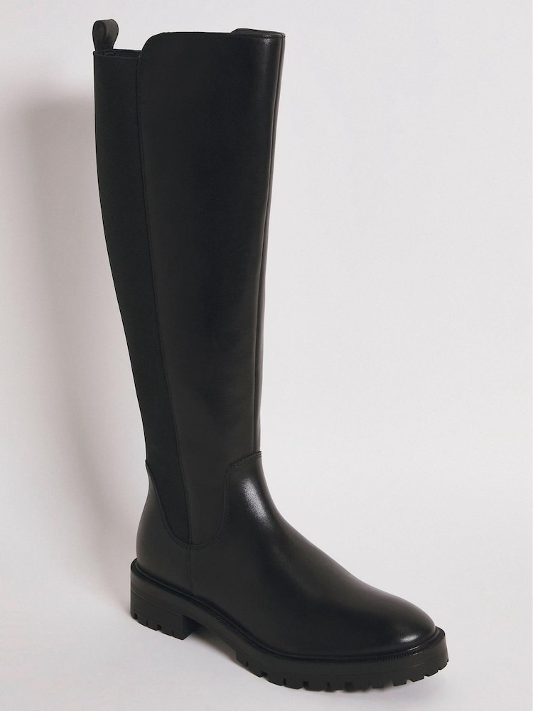 Simply Be Black Regular/Wide Fit Classic Stretch Back Knee High Boots - Image 2 of 3