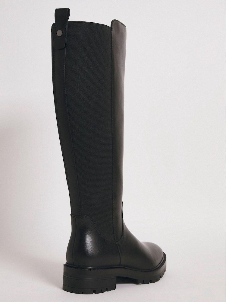 Simply Be Black Regular/Wide Fit Classic Stretch Back Knee High Boots - Image 3 of 3