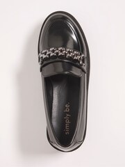 Simply Be Black Regular/Wide Fit Hardware Trim Loafers - Image 1 of 3