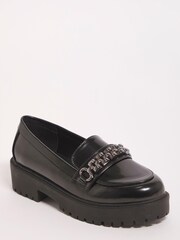 Simply Be Black Regular/Wide Fit Hardware Trim Loafers - Image 2 of 3