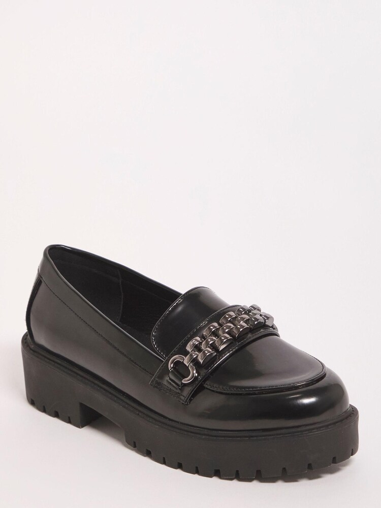 Simply Be Black Regular/Wide Fit Hardware Trim Loafers - Image 2 of 3