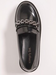 Simply Be Black Regular/Wide Fit Hardware Trim Loafers - Image 3 of 3