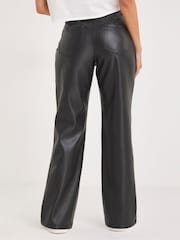 Simply Be Black PU Straight Leg Trousers - Image 2 of 4