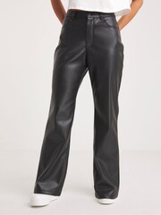 Simply Be Black PU Straight Leg Trousers - Image 3 of 4