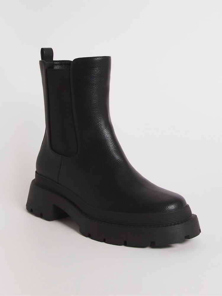 Simply Be Black Extra Wide Fit Chunky Chelsea Ankle Boots - Image 2 of 4