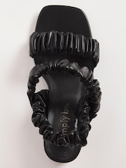 Simply Be Black Wide Fit Stretch Ruched Block Heel Sandal - Image 3 of 3