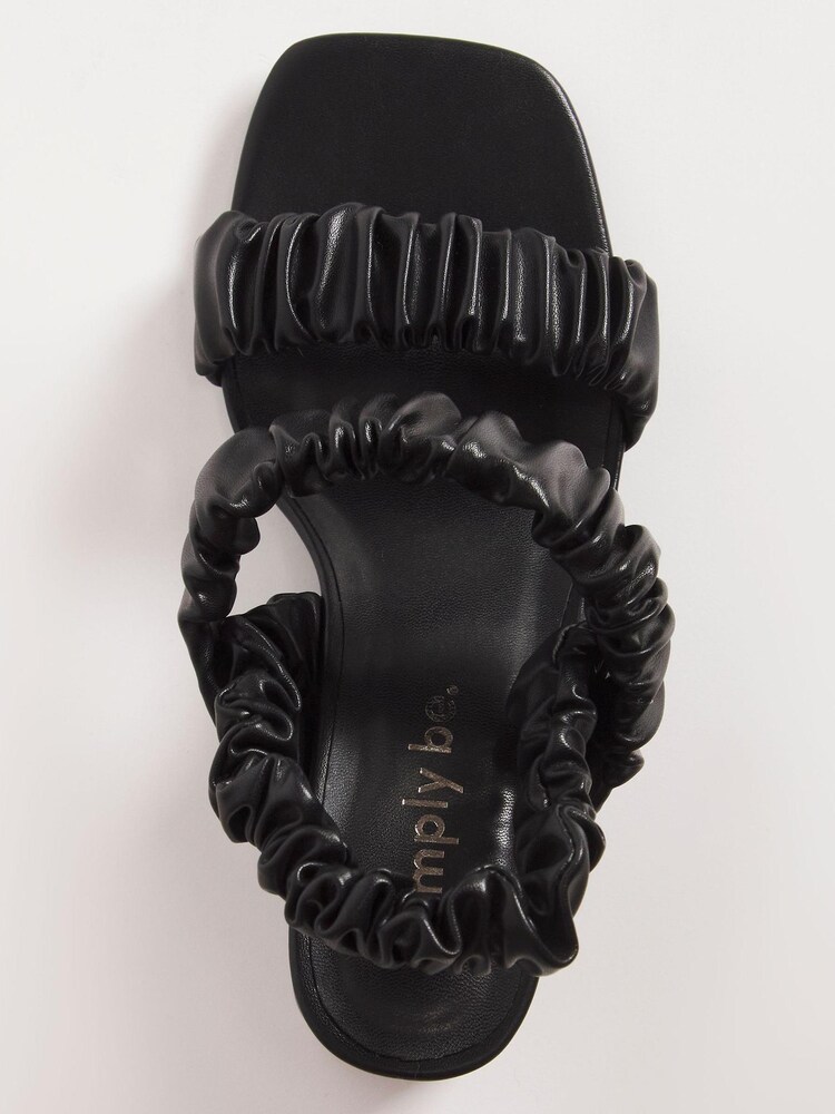 Simply Be Black Wide Fit Stretch Ruched Block Heel Sandal - Image 3 of 3