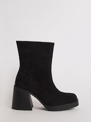 Simply Be Black Suede Wide Fit Platform Classic Ankle Leather Boots - Image 1 of 1