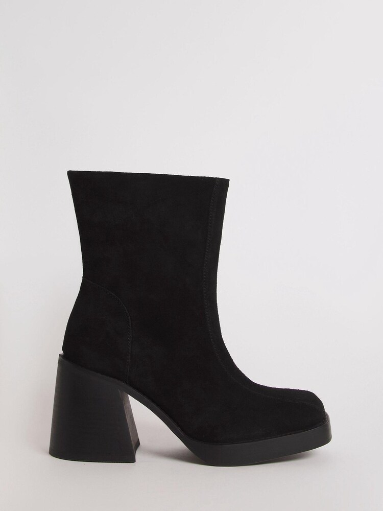 Simply Be Black Suede Wide Fit Platform Classic Ankle Leather Boots - Image 1 of 1 Simply Be Black Suede Wide Fit Platform Classic Ankle Leather Boots - Image 1 of 1