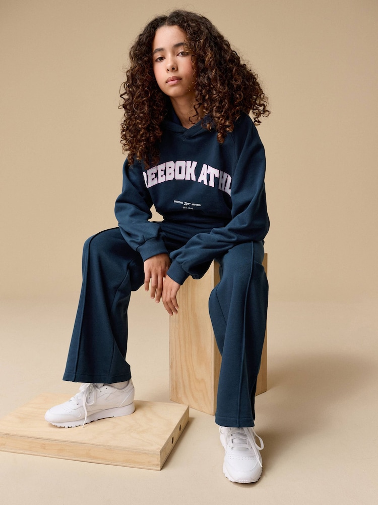 Reebok Girls Navy Varsity Wide Leg Joggers - Image 4 of 8