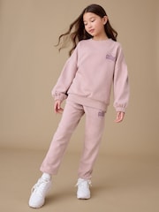 Reebok Girls Pink Graphic Sweatshirt And Joggers Set - Image 1 of 10