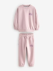 Reebok Girls Pink Graphic Sweatshirt And Joggers Set - Image 7 of 10