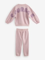 Reebok Girls Pink Graphic Sweatshirt And Joggers Set - Image 8 of 10