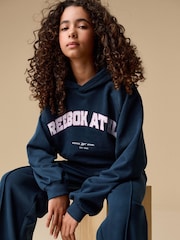 Reebok Girls Oversized Navy Varsity Hoodie - Image 2 of 9