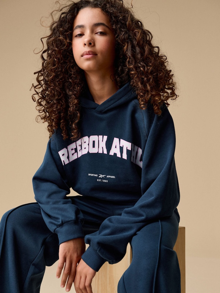Reebok Girls Oversized Navy Varsity Hoodie - Image 2 of 9