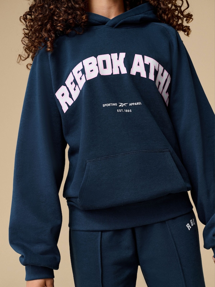 Reebok Girls Oversized Navy Varsity Hoodie - Image 4 of 9