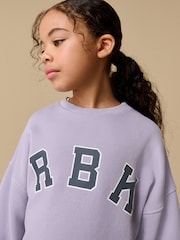 Reebok Oversized Washed Lilac Purple 100% Cotton Cropped Logo Sweatshirt - Image 1 of 8
