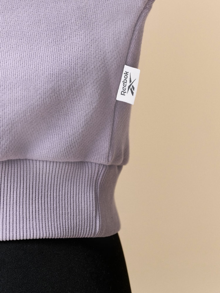 Reebok Oversized Washed Lilac Purple 100% Cotton Cropped Logo Sweatshirt - Image 4 of 8