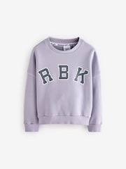 Reebok Oversized Washed Lilac Purple 100% Cotton Cropped Logo Sweatshirt - Image 5 of 8