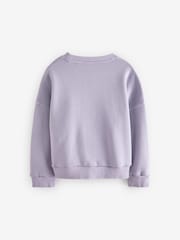 Reebok Oversized Washed Lilac Purple 100% Cotton Cropped Logo Sweatshirt - Image 6 of 8