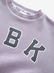 Reebok Oversized Washed Lilac Purple 100% Cotton Cropped Logo Sweatshirt - Image 7 of 8