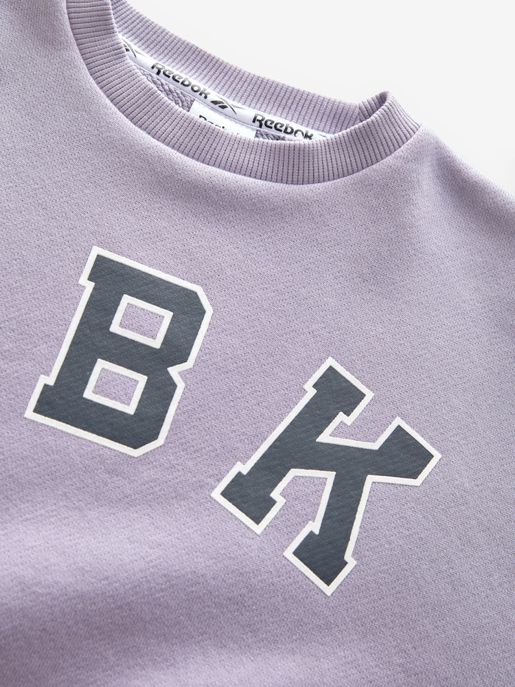 Reebok Oversized Washed Lilac Purple 100% Cotton Cropped Logo Sweatshirt - Image 7 of 8