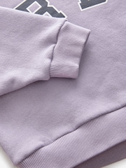 Reebok Oversized Washed Lilac Purple 100% Cotton Cropped Logo Sweatshirt - Image 8 of 8