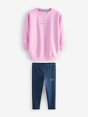 Reebok Girls Pink Graphic Sweatshirt And Leggings Set - Image 7 of 9