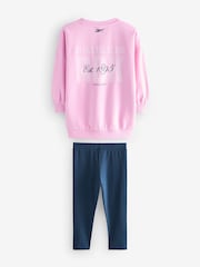 Reebok Girls Pink Graphic Sweatshirt And Leggings Set - Image 8 of 9