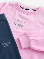 Reebok Girls Pink Graphic Sweatshirt And Leggings Set - Image 9 of 9