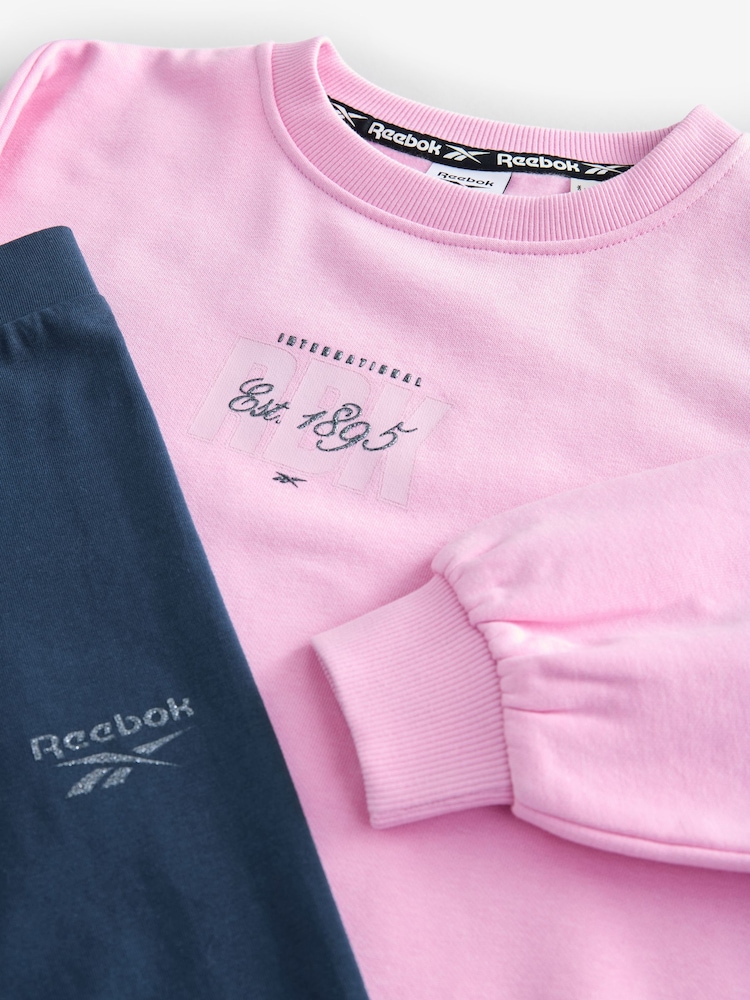 Reebok Girls Pink Graphic Sweatshirt And Leggings Set - Image 9 of 9