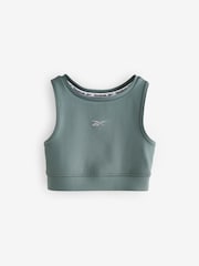 Reebok Girls Khaki Green Logo Performance Crop Top - Image 4 of 7