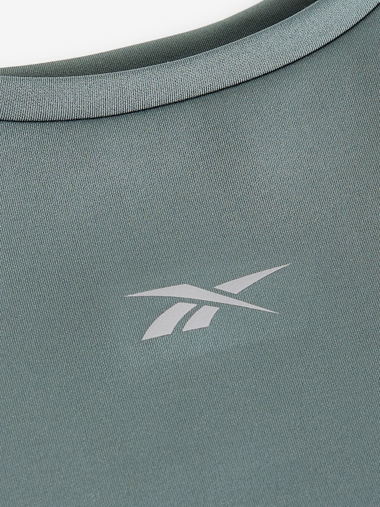 Reebok Girls Khaki Green Logo Performance Crop Top - Image 7 of 7